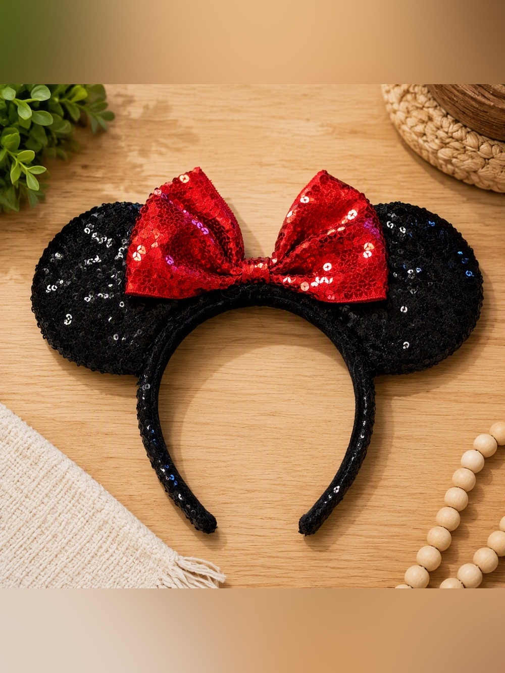 Official Disney Parks Merchandise- Black Sequin Mouse Ears (Adult Size)